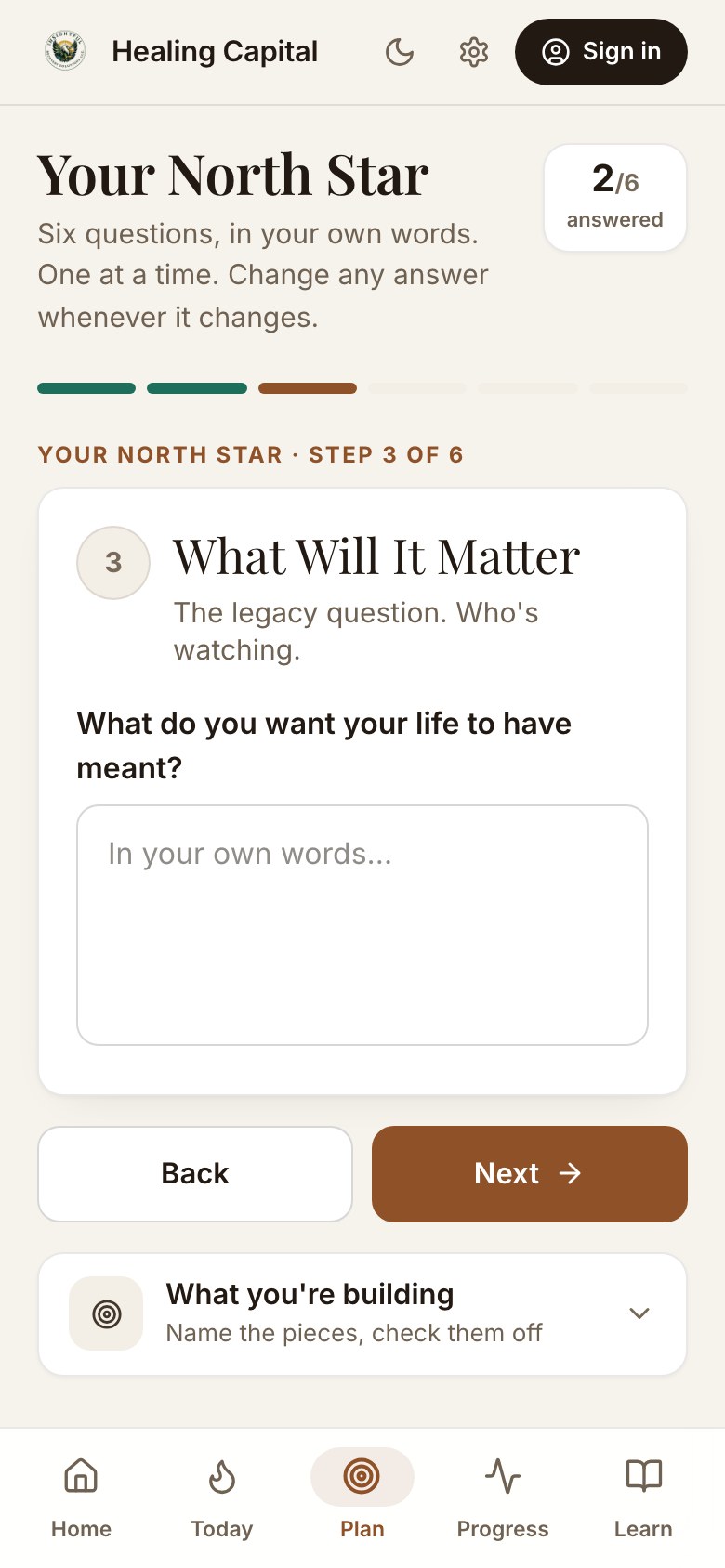 Step 6: Your North Star, one question at a time.