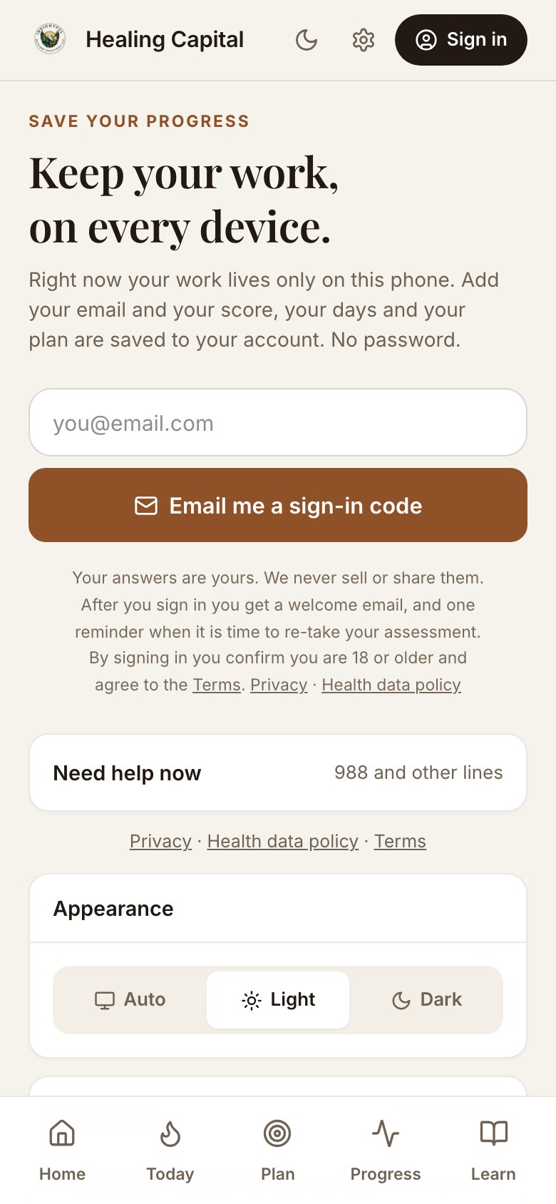 Step 7: Save it with an email. No password.